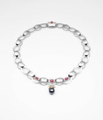 Sterling silver and 18-carat yellow gold necklace, set with ruby and adorned with a French Polynesia pearl