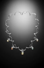 Rhodium-plated sterling silver necklace decorated with French Polynesia pearls