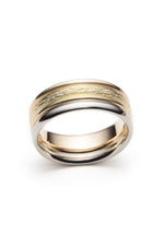 19-carat white gold and 18-carat yellow gold men's engagement ring